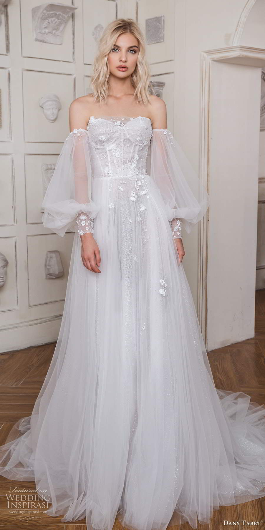 dany tabet 2020 bridal detached bishop sleeves strapless sweetheart embellished a line ball gown wedding dress chapel train (16) mv dany tabet 2020 bridal detached bishop sleeves strapless sweetheart embellished a line ball gown wedding dress chapel train (16) mv