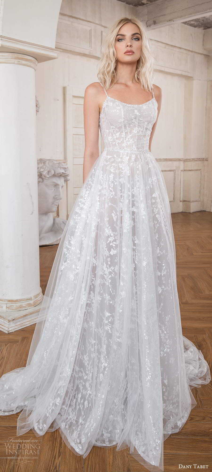 dany tabet 2020 bridal sleeveless straps semi scoop neckline embellished a line ball gown wedding dress chapel train (15) mv