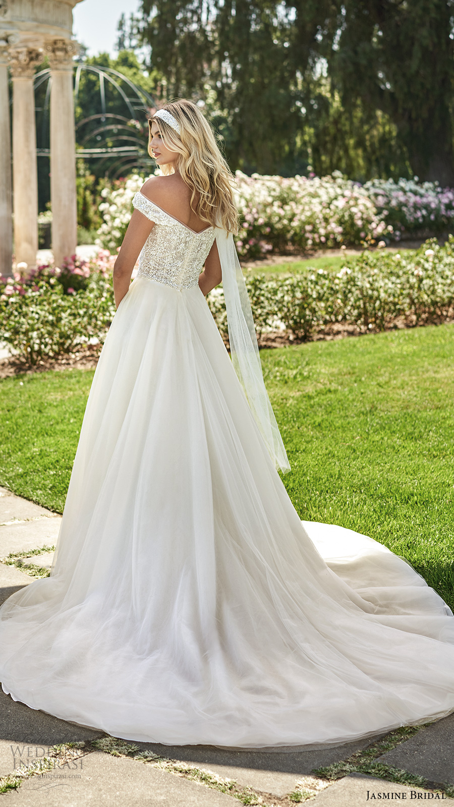 jasmine spring 2020 collection off shoulder straps sweetheart neckline embellished bodice a line ball gown wedding dress chapel train (17) bv