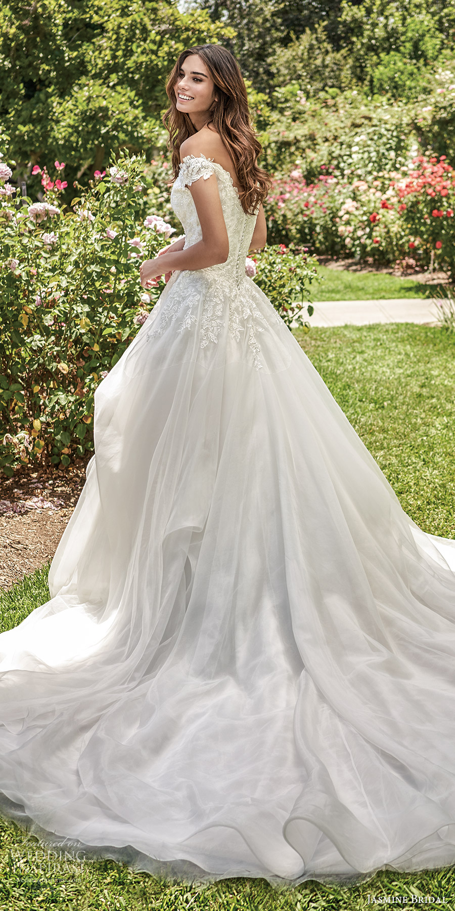 jasmine spring 2020 collection off shoulder straps sweetheart neckline heavily embellished bodice a line ball gown wedding dress chapel train (9) bv