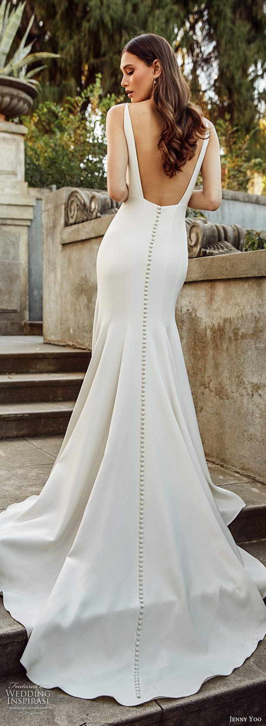 jenny yoo spring 2020 bridal sleeveless straps v neckline clean minimalist sheath fit flare mermaid wedding dress low back chapel train (9) lbv jenny yoo spring 2020 bridal sleeveless straps v neckline clean minimalist sheath fit flare mermaid wedding dress low back chapel train (9) lbv