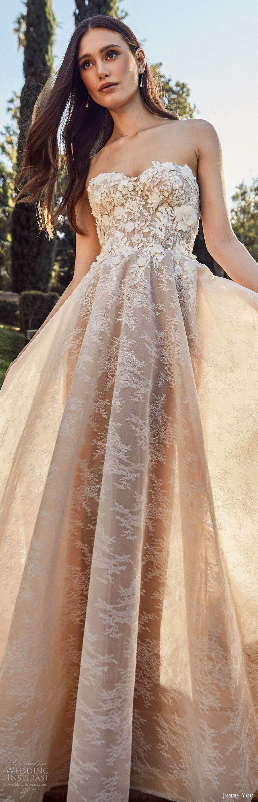 jenny yoo spring 2020 bridal strapless semi sweetheart neckline heavily embellished bodice a line ball gown wedding dress chapel train (2) lv jenny yoo spring 2020 bridal strapless semi sweetheart neckline heavily embellished bodice a line ball gown wedding dress chapel train (2) lv