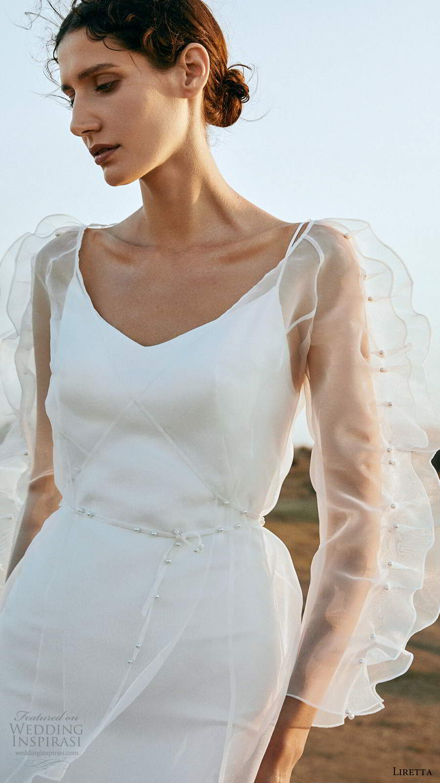 liretta 2020 bridal illusion long sleeves scoop v neckline clean minimalist sheath wedding dress (8) mv