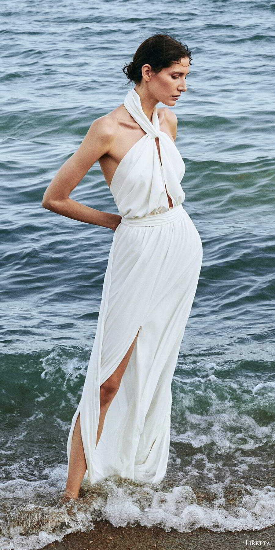 liretta 2020 bridal sleeveless halter neckline clean minimalist column wedding dress (16) mv