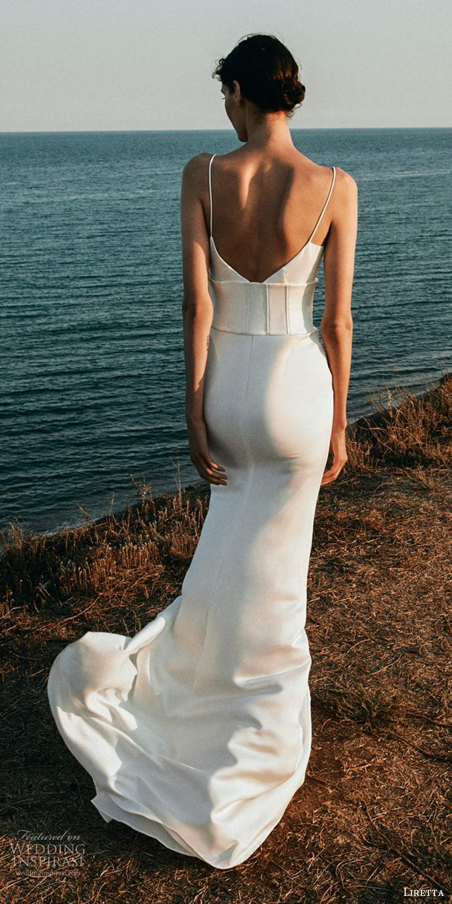 liretta 2020 bridal sleeveless thin straps v neckline clean minimalist sheath wedding dress sweep train (4) bv