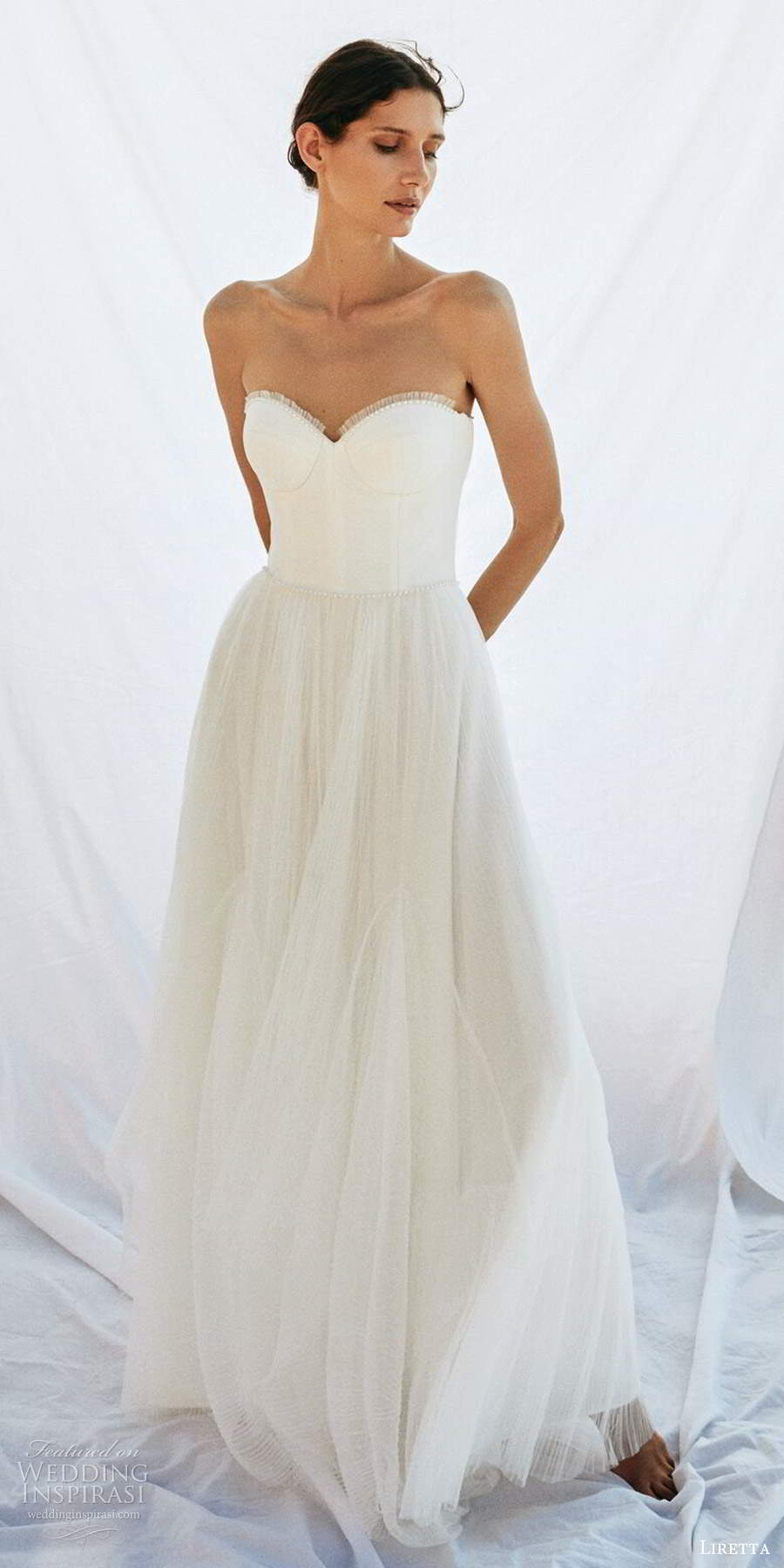liretta 2020 bridal strapless sweetheart neckline clean minimalist a line ball gown wedding dress (5) mv