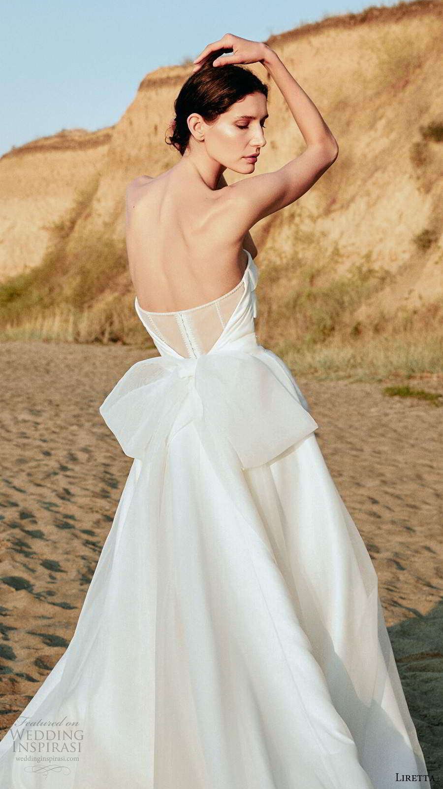 liretta 2020 bridal strapless sweetheart neckline clean minimalist a line ball gown wedding dress sheer back (6) bv