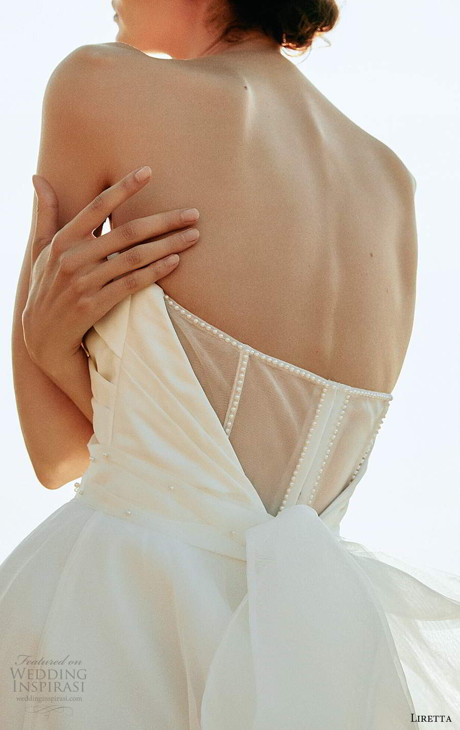 liretta 2020 bridal strapless sweetheart neckline clean minimalist a line ball gown wedding dress sheer back (6) zbv
