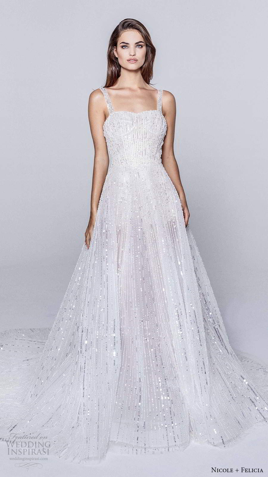 nicole and felicia fall 2020 bridal sleeveless straps semi sweetheart neckline fully embellished a line ball gown wedding dress chapel train (20) mv