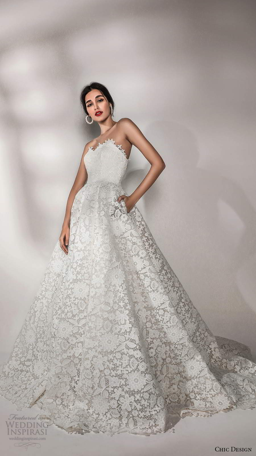 chic design 2020 bridal strapless sweetheart neckline embellished a line ball gown wedding dress chapel train pockets (2) mv