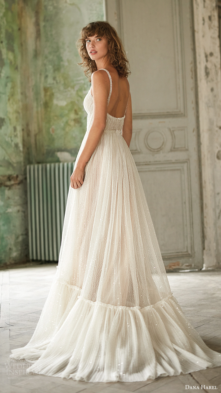 dana harel fall 2020 bridal sleeveless straps sweetheart neckline embellished a line ball gown wedding dress (3) bv