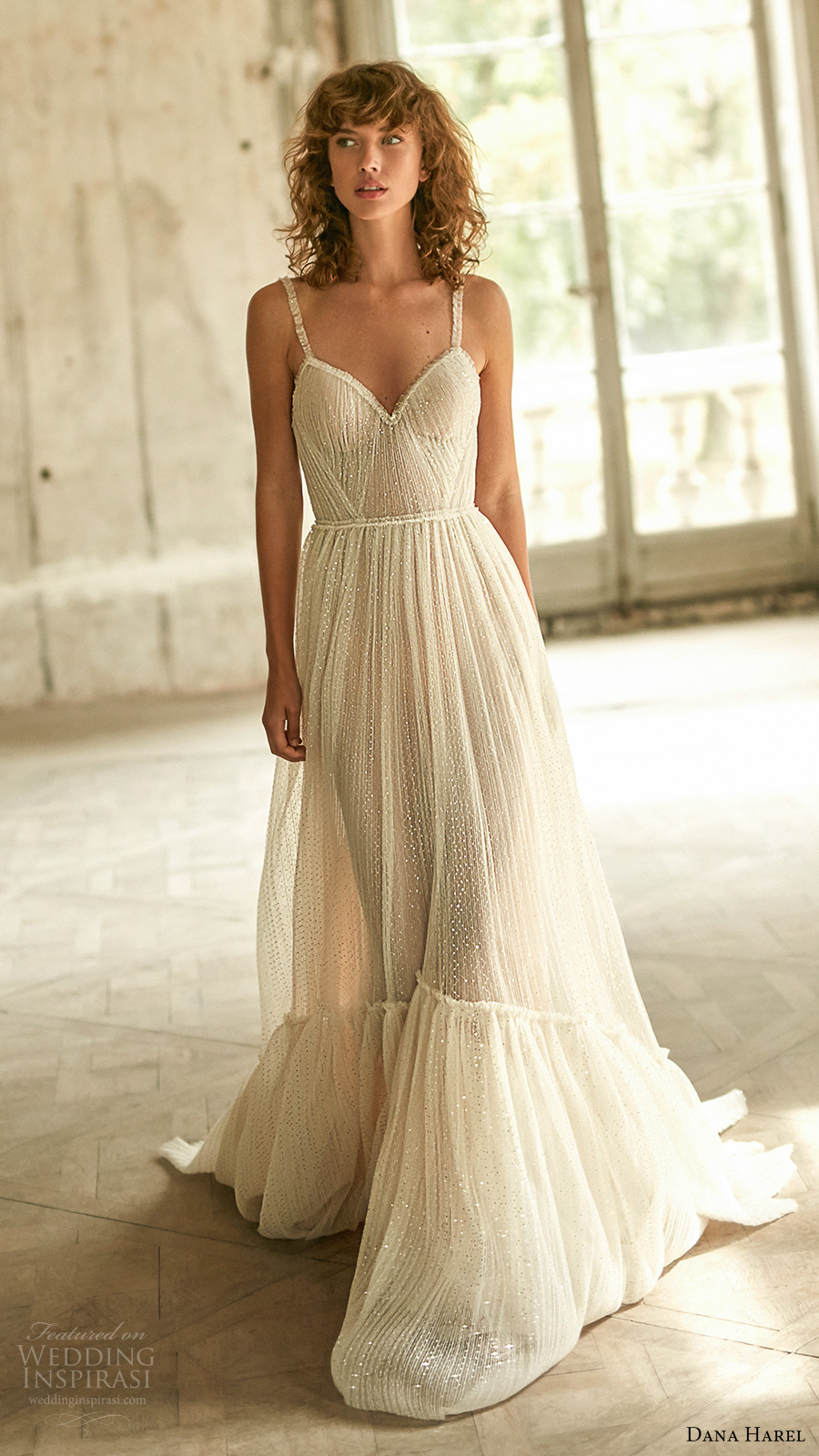 dana harel fall 2020 bridal sleeveless straps sweetheart neckline embellished a line ball gown wedding dress (3) mv