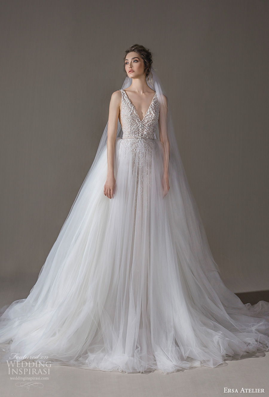 ersa atelier spring 2020 bridal sleeveless with strap v neck heavily embellished bodice romantic a  line wedding dress (17) mv