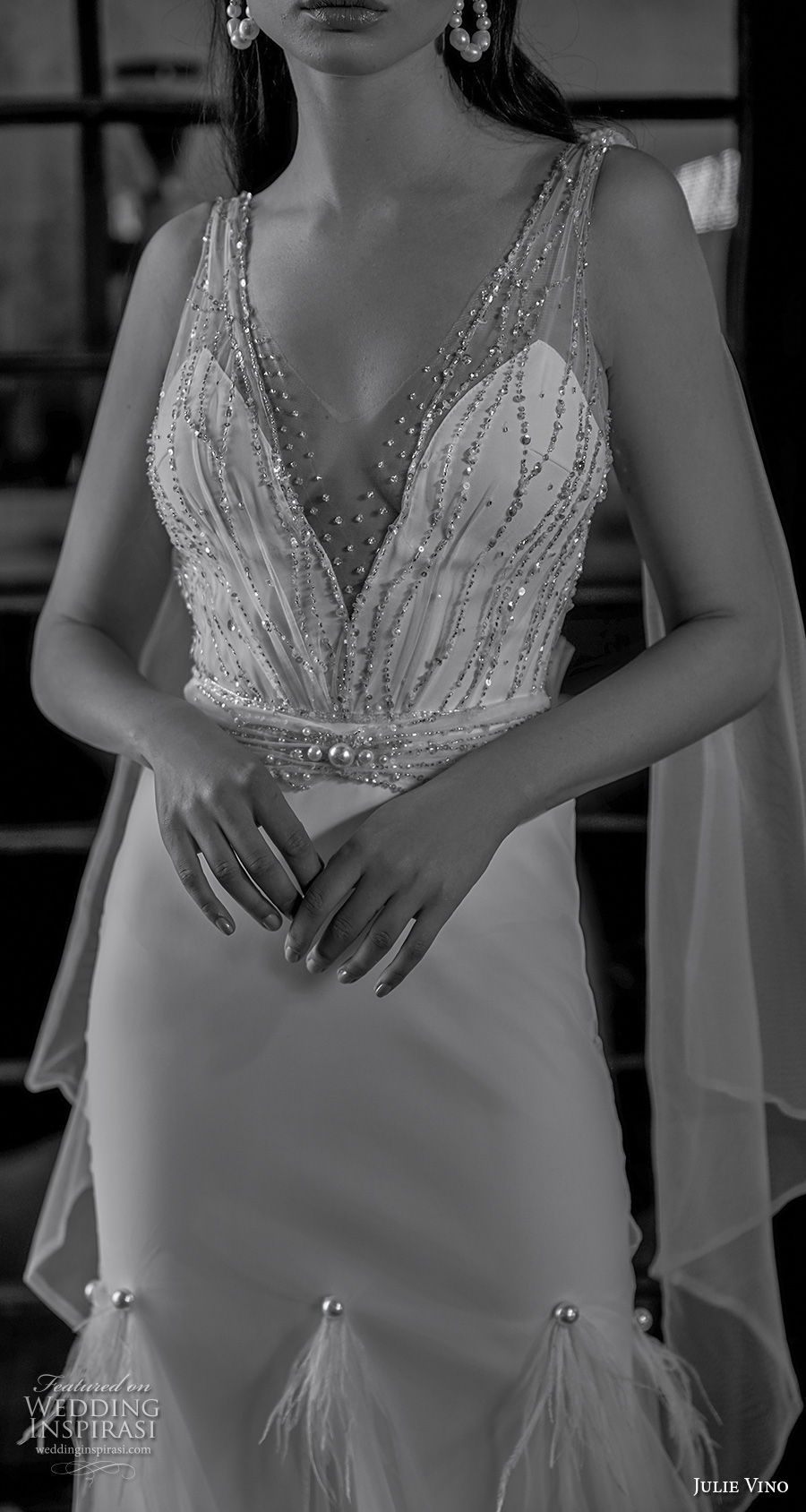 julie vino 2020 dream bridal sleeveless with strap v neck heavily embellished bodice glamorous elegant mermaid wedding dress chapel train (6) zv