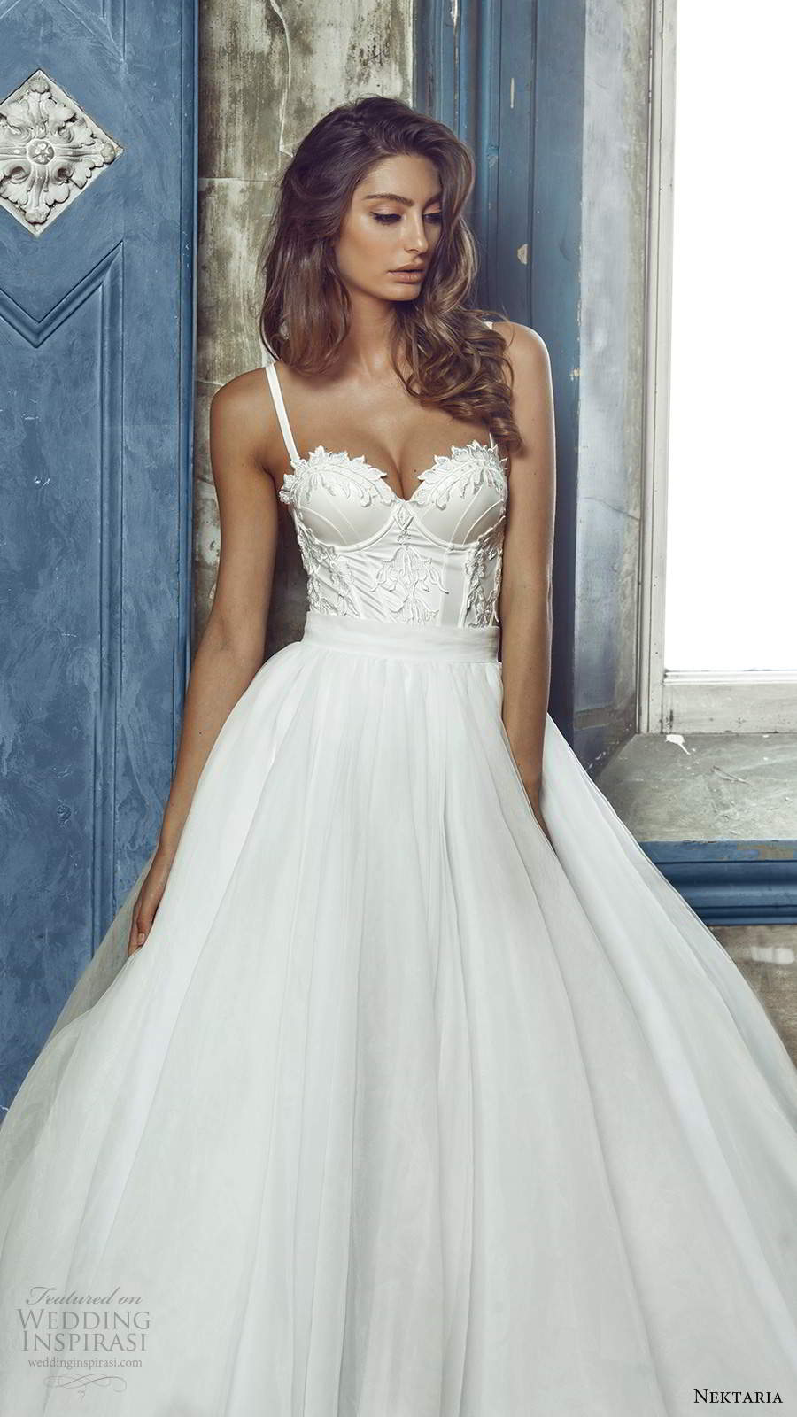 nektaria 2020 bridal sleeveless straps sweetheart neckline embellished corset bodice a line ball gown wedding dress (3) mv