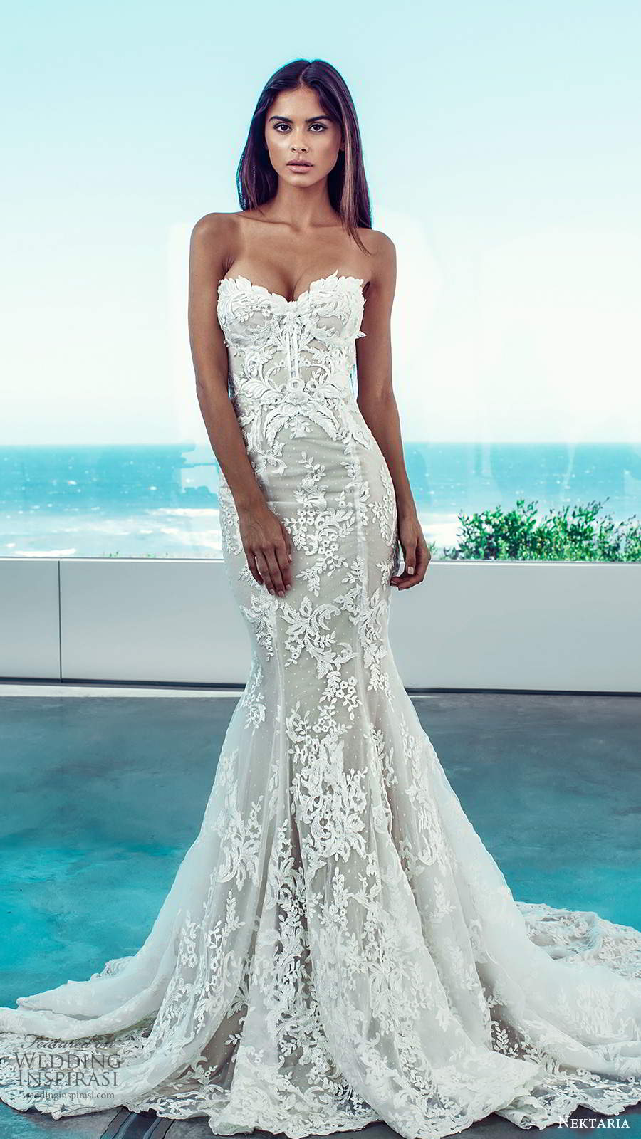 nektaria 2020 bridal strapless sweetheart fully embellished lace fit flare mermaid wedding dress chapel train (15) mv