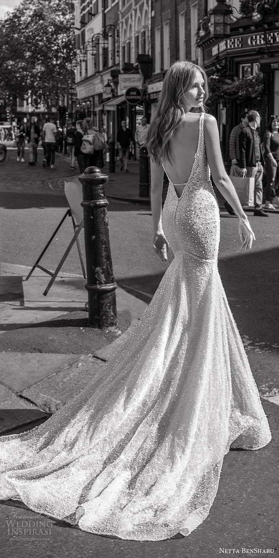 netta benshabu fall 2020 bridal sleeveless straps plunging v neckline fully embellished fit flare mermaid sheath wedding dress chapel train (9) bv netta benshabu fall 2020 bridal sleeveless straps plunging v neckline fully embellished fit flare mermaid sheath wedding dress chapel train (9) bv