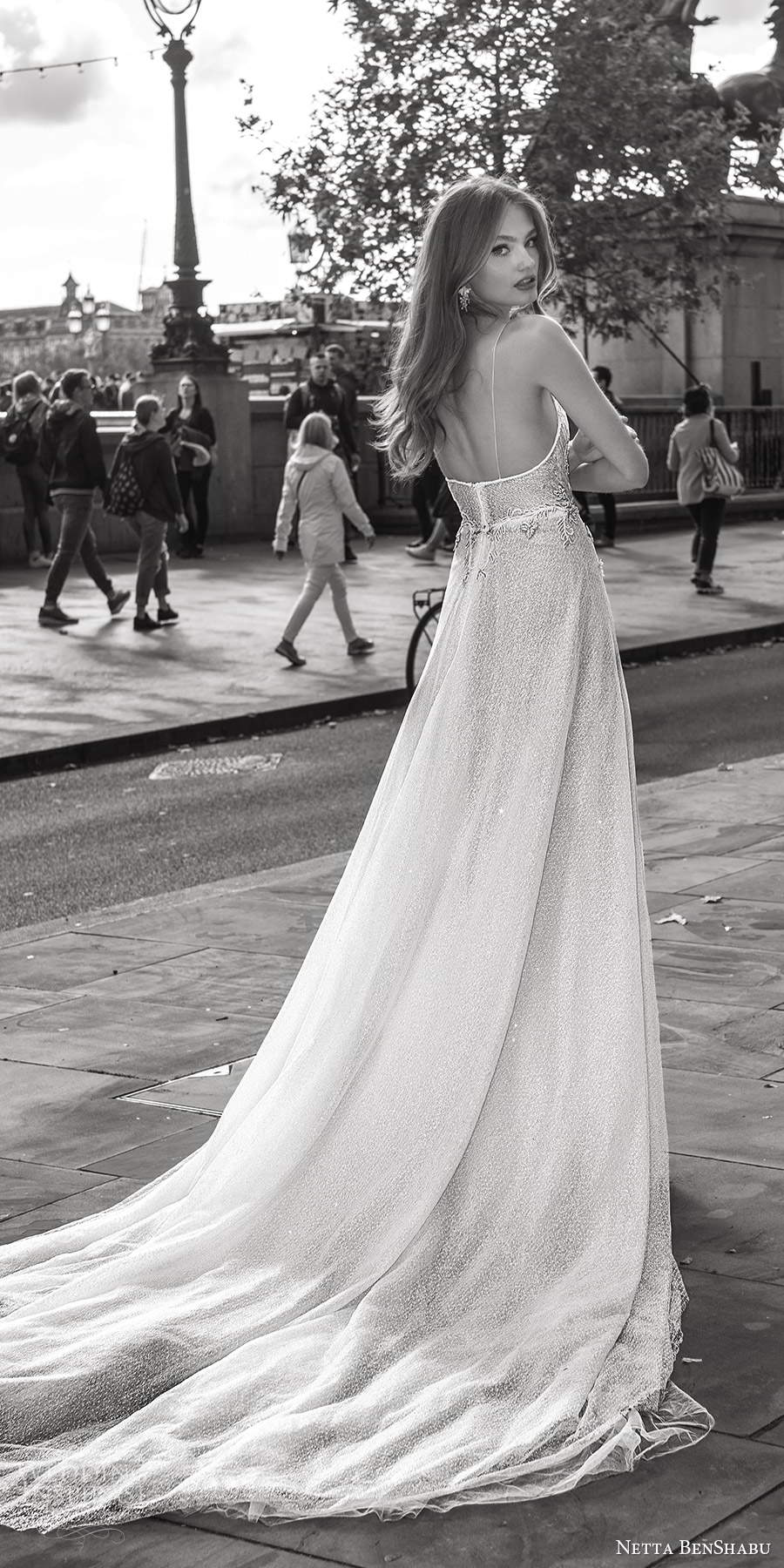 netta benshabu fall 2020 bridal sleeveless thin straps surplice v neckline embellished ruched bodice a line wedding dress slit skirt chapel train (11) bv netta benshabu fall 2020 bridal sleeveless thin straps surplice v neckline embellished ruched bodice a line wedding dress slit skirt chapel train (11) bv