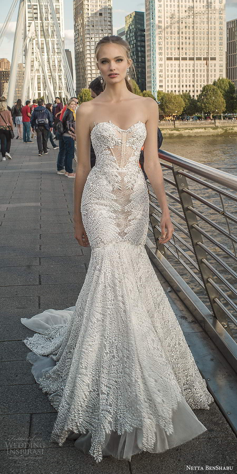 netta benshabu fall 2020 bridal strapless sweetheart neckline fully embellished lace fit flare mermaid wedding dress illusion back chapel train (7) mv netta benshabu fall 2020 bridal strapless sweetheart neckline fully embellished lace fit flare mermaid wedding dress illusion back chapel train (7) mv