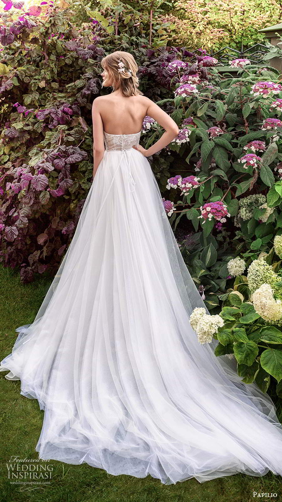 papilio 2020 preview bridal strapless sweetheart neckline embellished ruched bodice a line ball gown wedding dress chapel train (3) bv