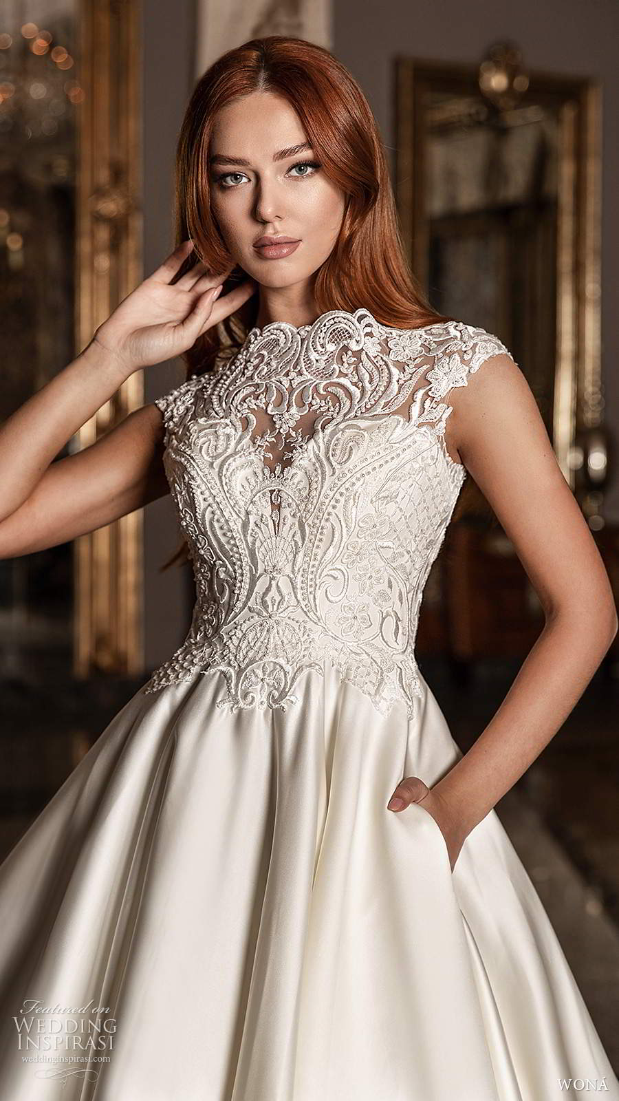 wona 2020 edem bridal illusion cap sleeves high neckline embellished bodice clean skirt a line ball gown wedding dress chapel train (3) zv wona 2020 edem bridal illusion cap sleeves high neckline embellished bodice clean skirt a line ball gown wedding dress chapel train (3) zv