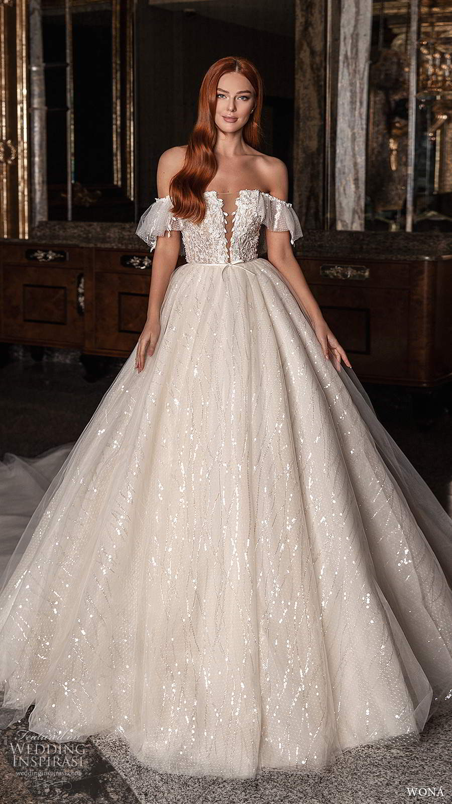 wona 2020 edem bridal off shoulder flutter sleeves plunging v neckline fully embellished a line ball gown wedding dress chapel train (6) mv wona 2020 edem bridal off shoulder flutter sleeves plunging v neckline fully embellished a line ball gown wedding dress chapel train (6) mv