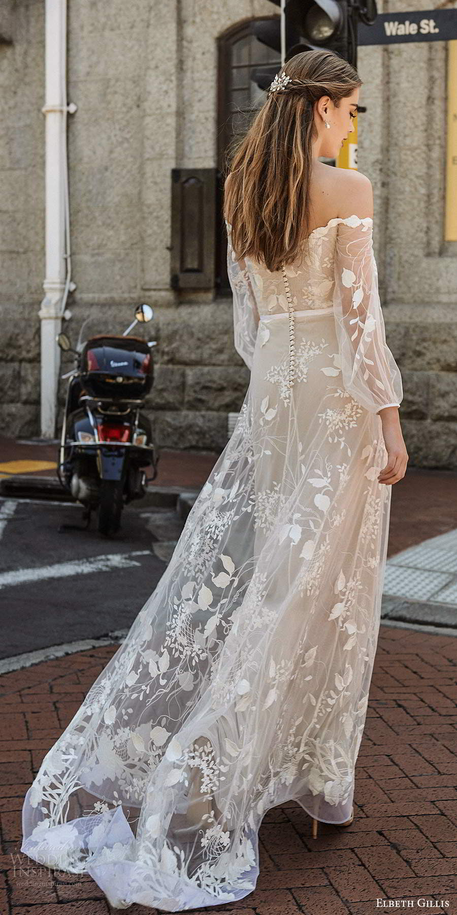 elbeth gillis 2021 bridal illusion bishop sleeves off shoulder neckline fully embellished a line ball gown wedding dress chapel train (8) bv elbeth gillis 2021 bridal illusion bishop sleeves off shoulder neckline fully embellished a line ball gown wedding dress chapel train (8) bv
