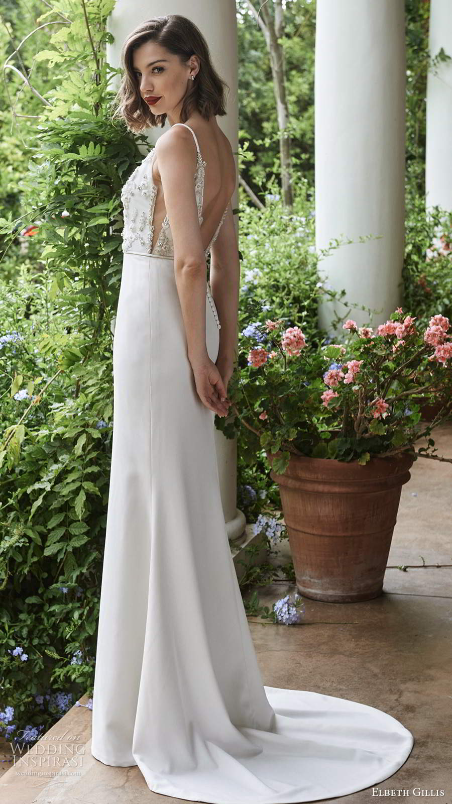 elbeth gillis 2021 bridal sleeveless straps embellished bodice sheath wedding dress v back chapel train (15) bv elbeth gillis 2021 bridal sleeveless straps embellished bodice sheath wedding dress v back chapel train (15) bv