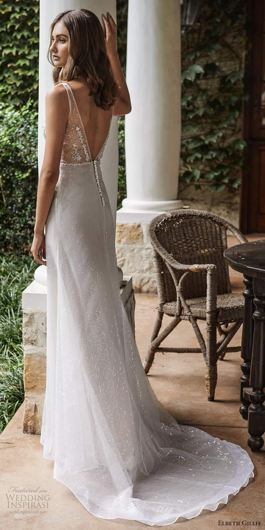 elbeth gillis 2021 bridal sleeveless straps v neckline embellished bodice a line wedding dress v back chapel train (6) bv