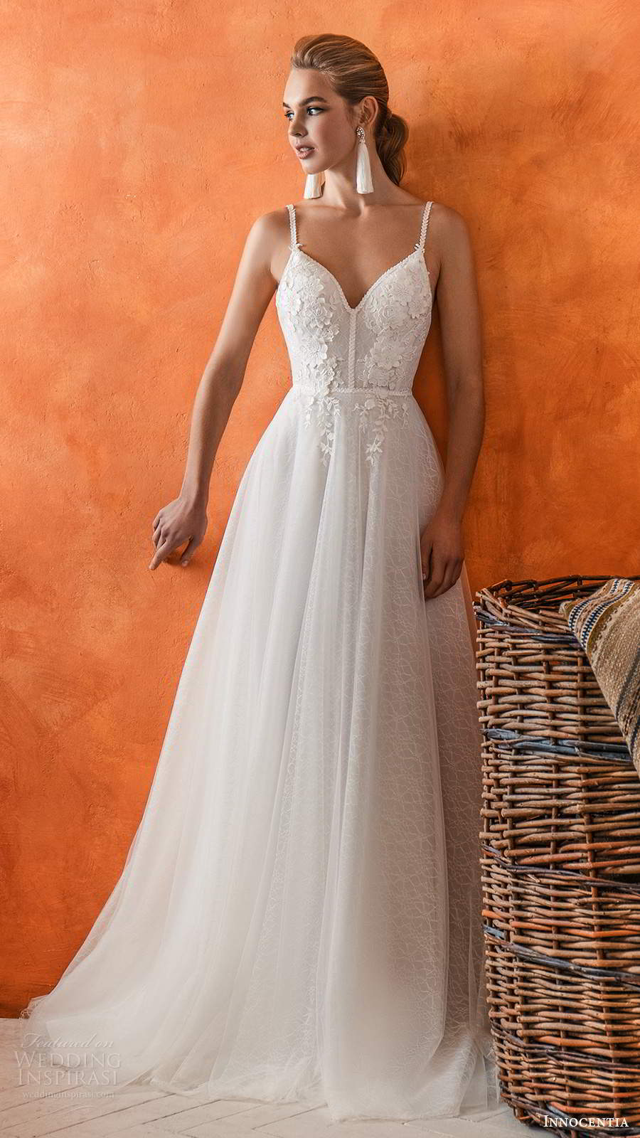 innocentia 2021 bridal sleeveless straps sweetheart neckline embellished bodice a line ball gown wedding dress chapel train (10) mv