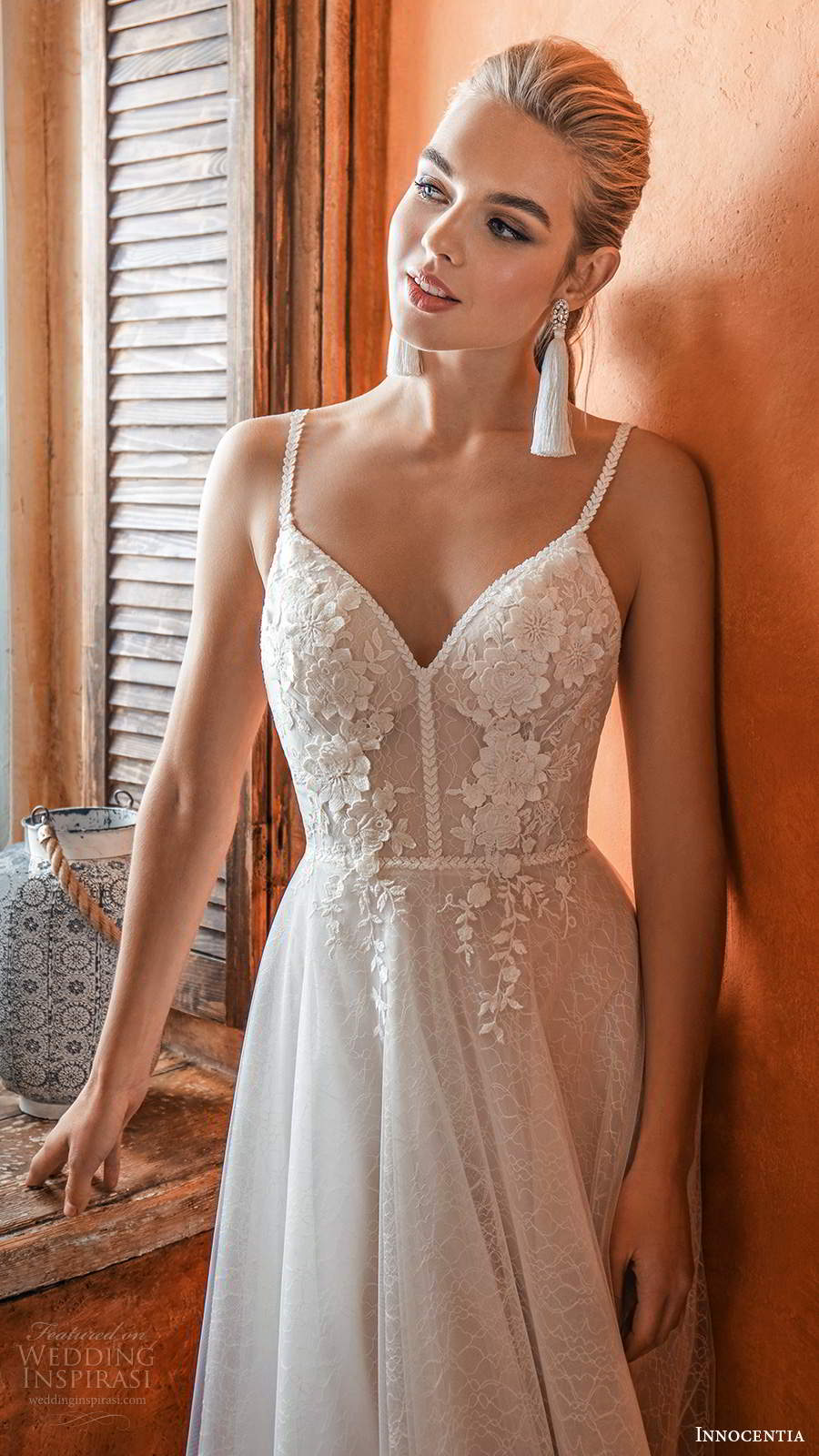 innocentia 2021 bridal sleeveless straps sweetheart neckline embellished bodice a line ball gown wedding dress chapel train (10) zv