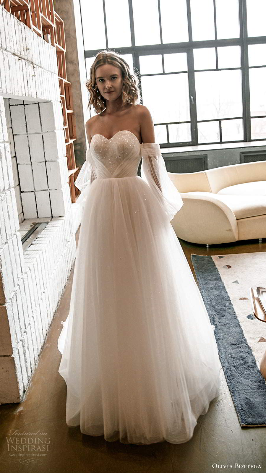 olivia bottega 2021 bridal detached balloon sleeves strapless sweetheart neckline embellished bodice a line ball gown wedding dress chapel train (10) mv