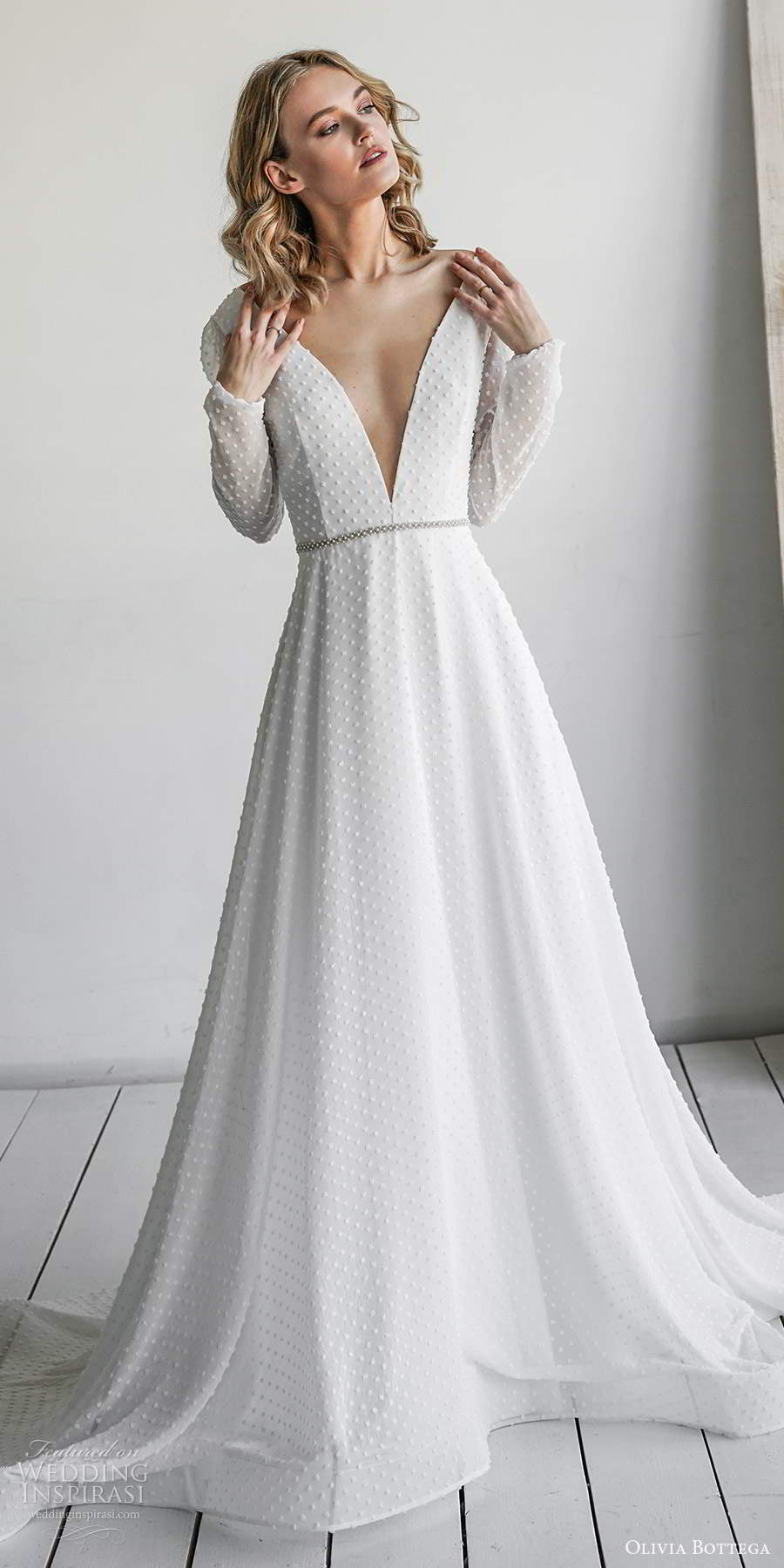 olivia bottega 2021 bridal long sleeves plunging v neckline fully embellished a line ball gown wedding dress chapel train (13) mv