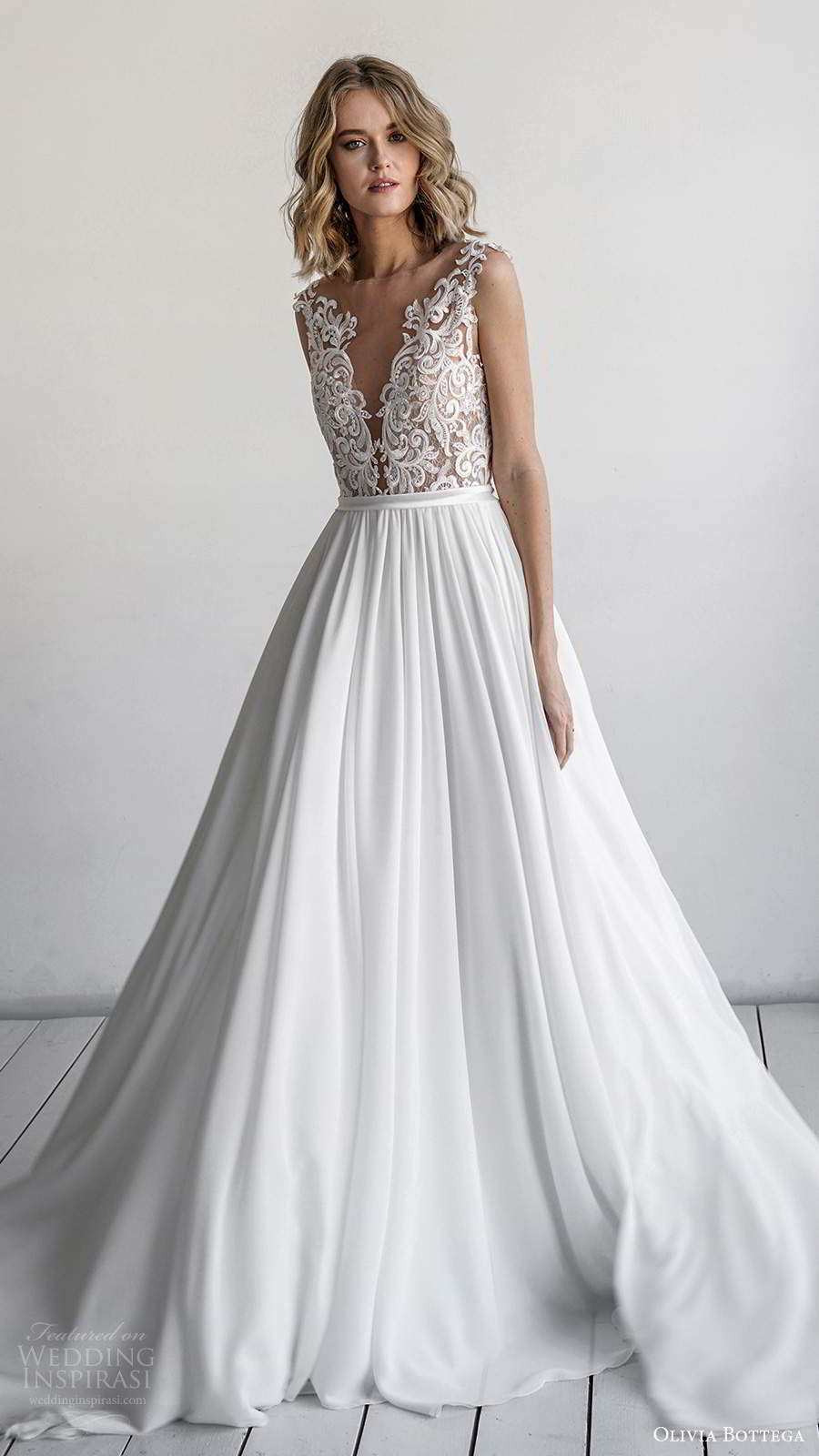 olivia bottega 2021 bridal sleeveless straps plunging v neckline clean skirt a line ball gown wedding dress chapel train (11) mv