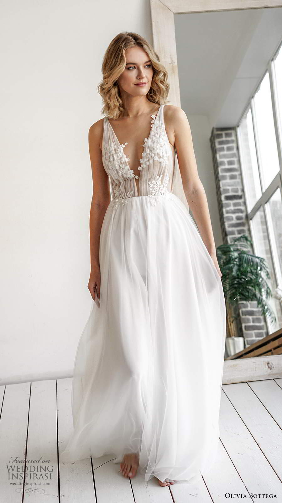 olivia bottega 2021 bridal sleeveless straps plunging v neckline embellished ruched bodice a line ball gown wedding dress sweep train (9) mv