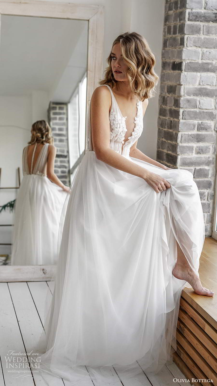olivia bottega 2021 bridal sleeveless straps plunging v neckline embellished ruched bodice a line ball gown wedding dress sweep train (9) sv