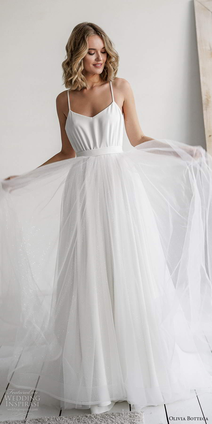 olivia bottega 2021 bridal sleeveless straps v neckline blouson top a line ball gown wedding dress (14) mv