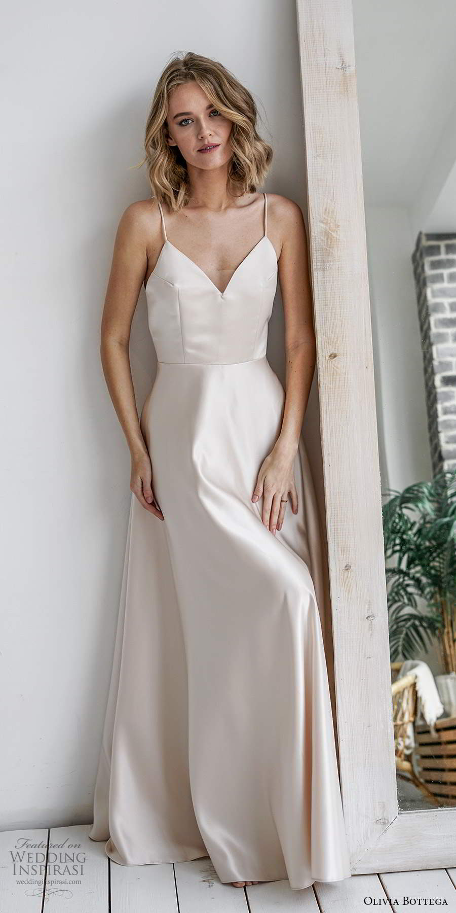olivia bottega 2021 bridal sleeveless straps v neckline clean minimalist line ball gown wedding dress blush pink sweep train (1) mv