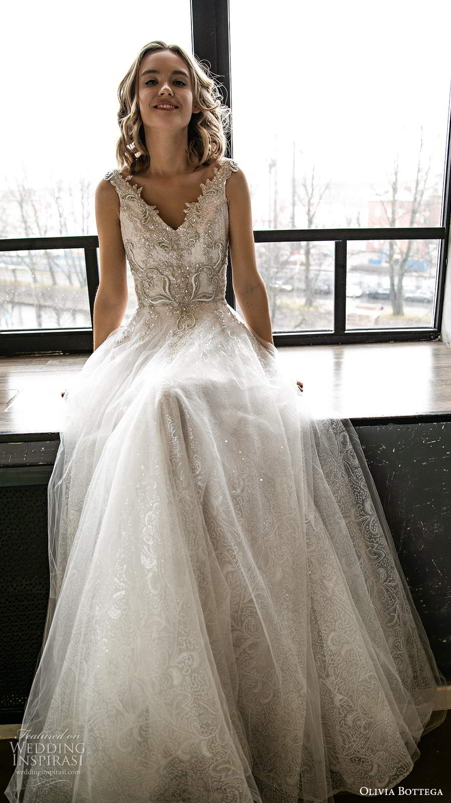 olivia bottega 2021 bridal sleeveless straps v neckline heavily embellished bodice a line ball gown wedding dress chapel train (6) mv