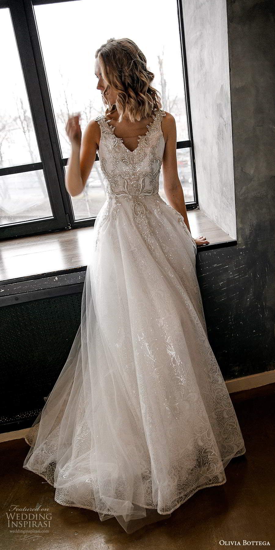 olivia bottega 2021 bridal sleeveless straps v neckline heavily embellished bodice a line ball gown wedding dress chapel train (6) zv