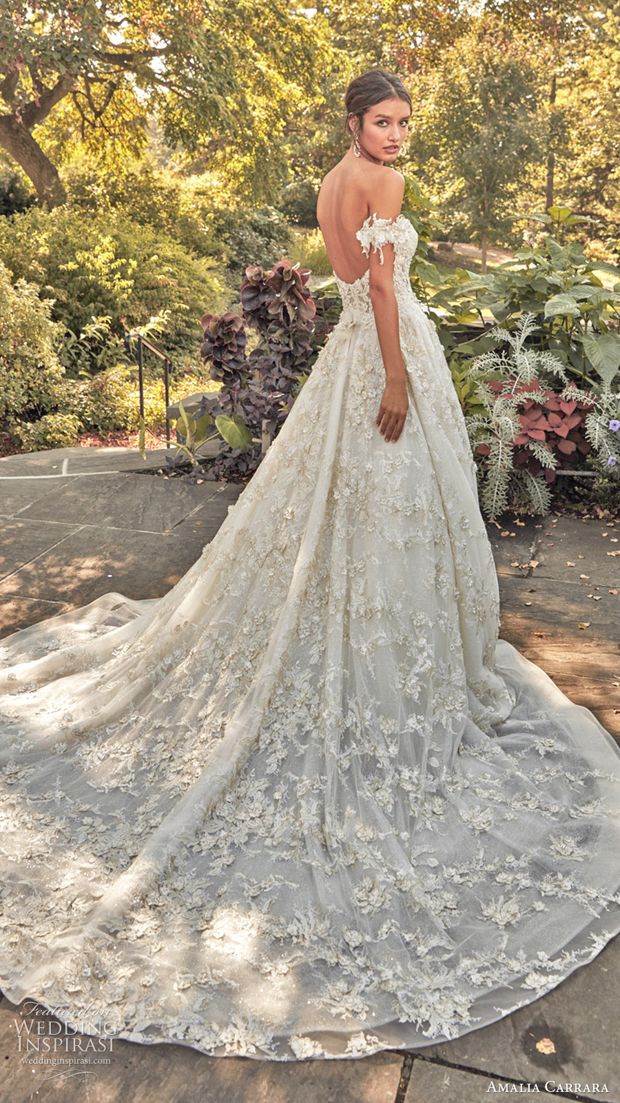 amalia carrara spring 2020 bridal off shoulder straps sweetheart neckline fully embellished a line ball gown wedding dress chapel train (1) bv