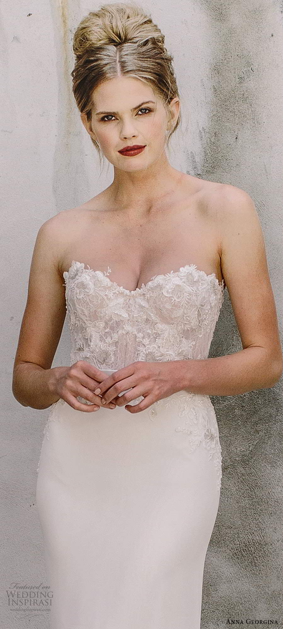 anna georgina 2021 bridal strapless semi sweetheart neckline embellished bodice clean skirt a line ball gown wedding dress chapel trrain (8) zv