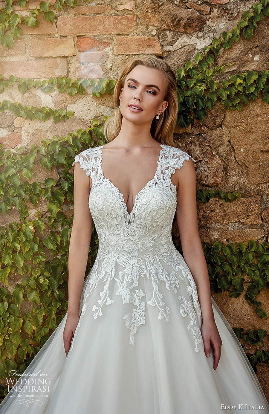 eddy k 2021 italia bridal cap sleeves plunging v ncekline embellished bodice a line ball gown wedding dress chapel train (22) zv