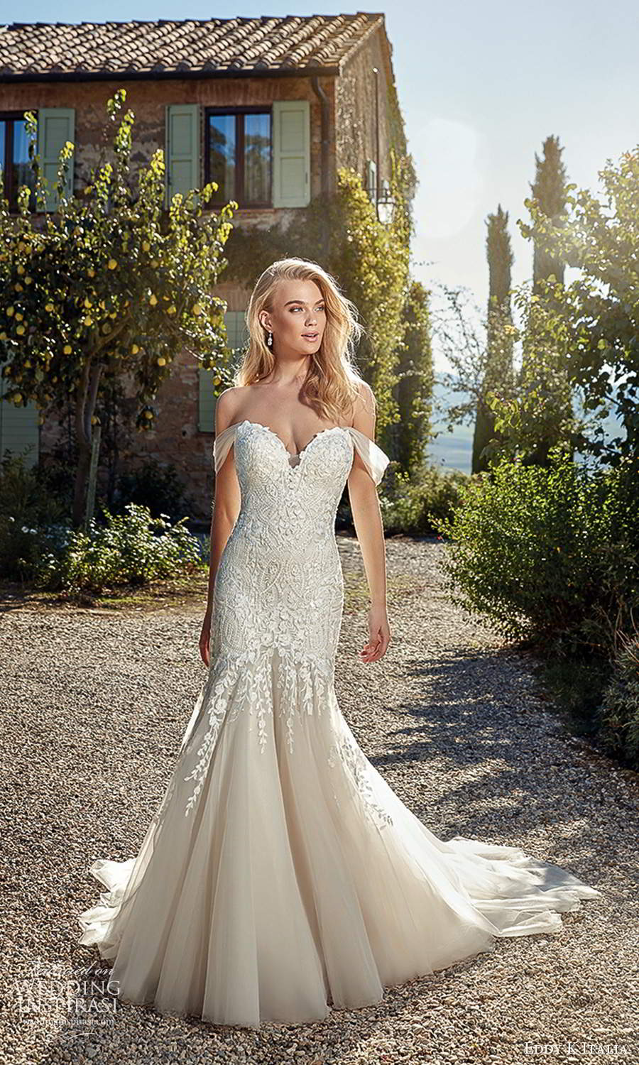 eddy k 2021 italia bridal off shoulder straps sweetheart neckline fully embellished fit flare mermaid wedding dress chapel train (14) mv