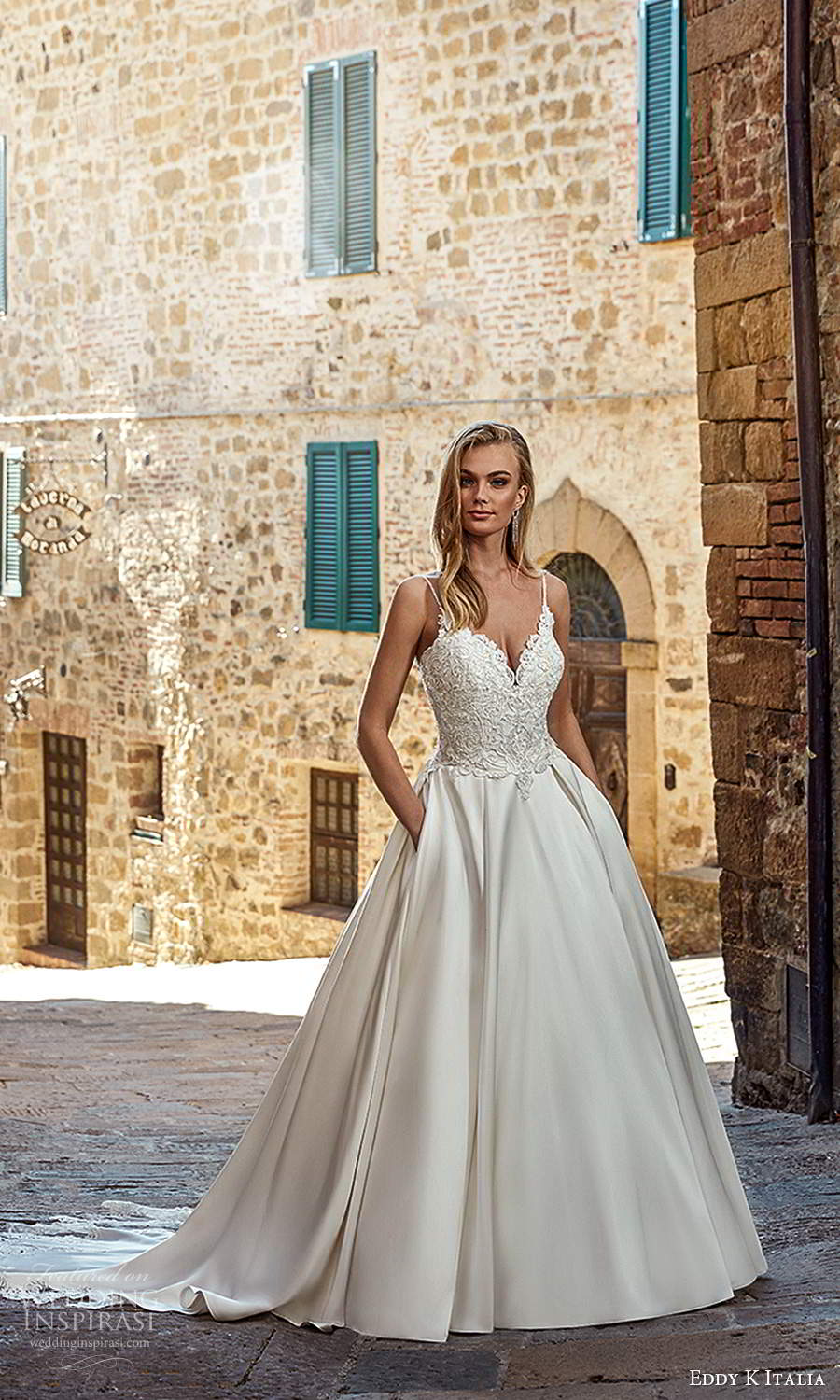 eddy k 2021 italia bridal sleeveless thin straps sweetheart neckline embellished bodice clean skirt a line ball gown wedding dress chapel train (6) mv