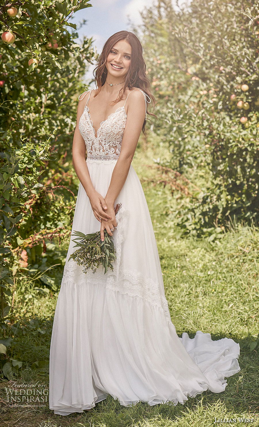 lillian west fall 2020 bridal sleeveless spaghetti strap sweetheart neckline heavily embellished bodice romantic a  line wedding dress backless chapel train (17) mv