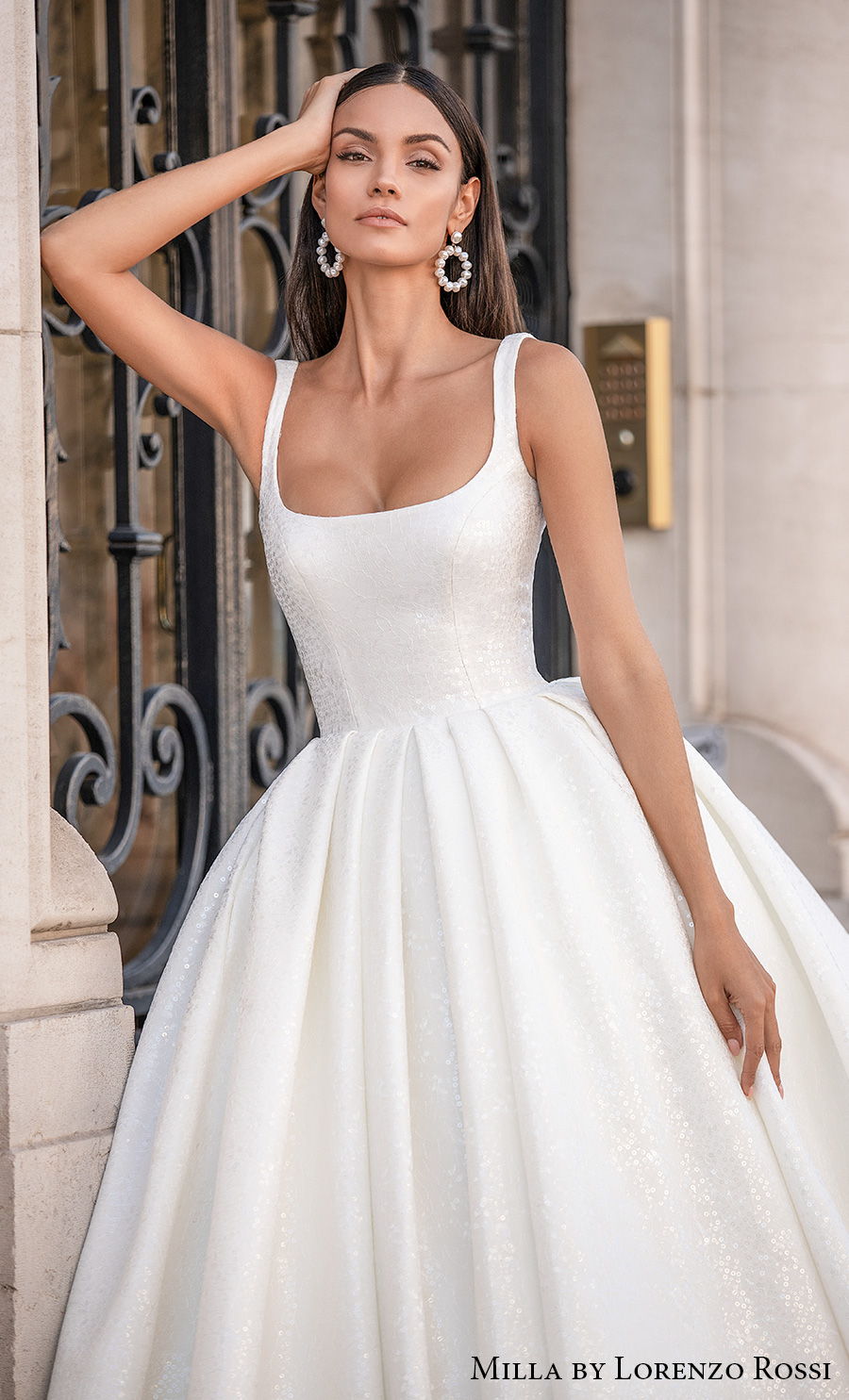 high square neck wedding dress