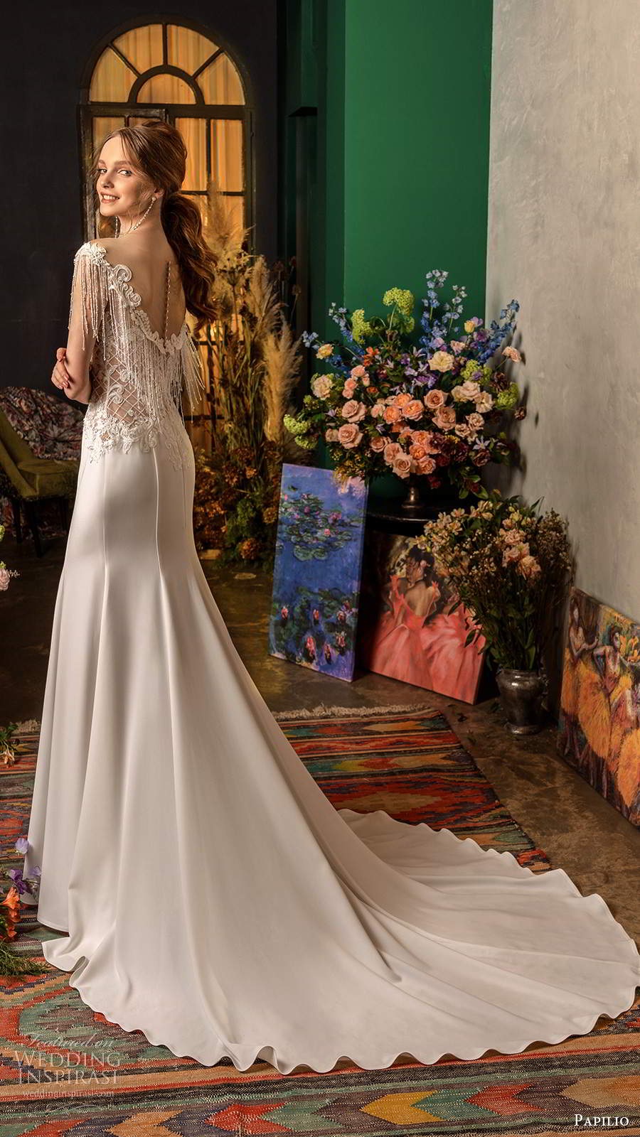 papilio fall 2020 bridal off shoulder fringe straps sweetheart neckline embelished bodice fit flare modified a line wedding dress chapel train (4) bv papilio fall 2020 bridal off shoulder fringe straps sweetheart neckline embelished bodice fit flare modified a line wedding dress chapel train (4) bv