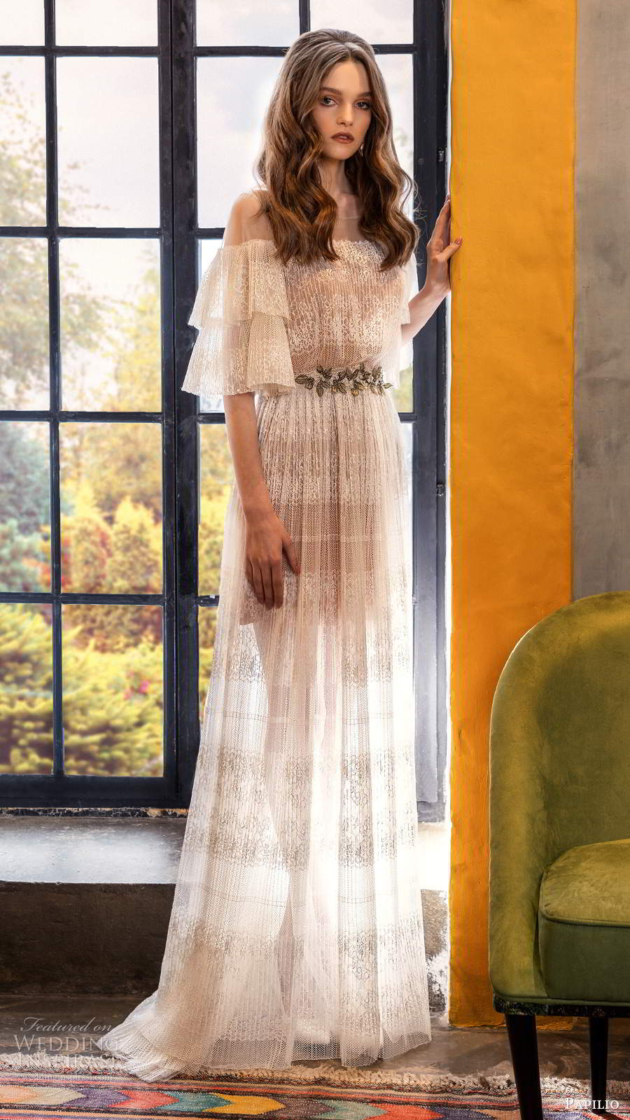 papilio fall 2020 bridal pagoda sleeves illusion off shoulder straight across neckline a line wedding dress sweep train (19) mv papilio fall 2020 bridal pagoda sleeves illusion off shoulder straight across neckline a line wedding dress sweep train (19) mv