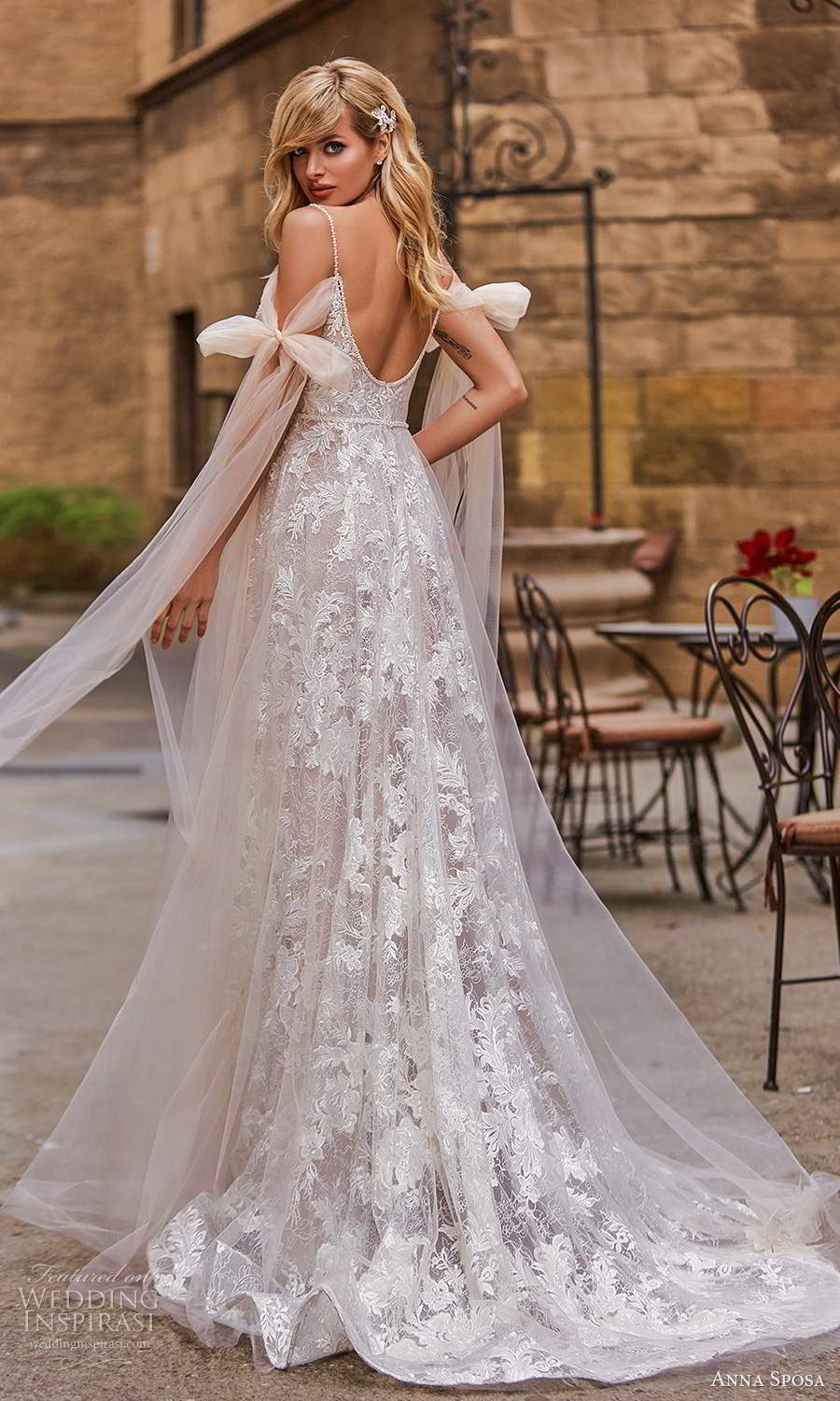 anna sposa 2021 bridal cold shoulder bow straps v neckline fully embellished a line ball gown wedding dress blush scoop back chapel train (6) bv anna sposa 2021 bridal cold shoulder bow straps v neckline fully embellished a line ball gown wedding dress blush scoop back chapel train (6) bv